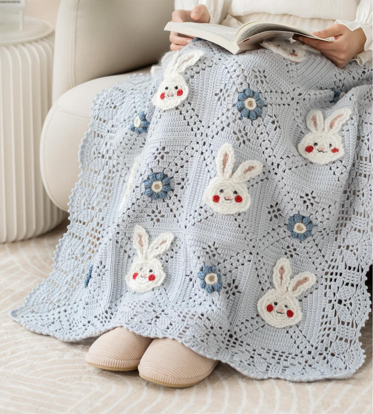 Bunny Patchwork Blanket Crochet Yarn Kit