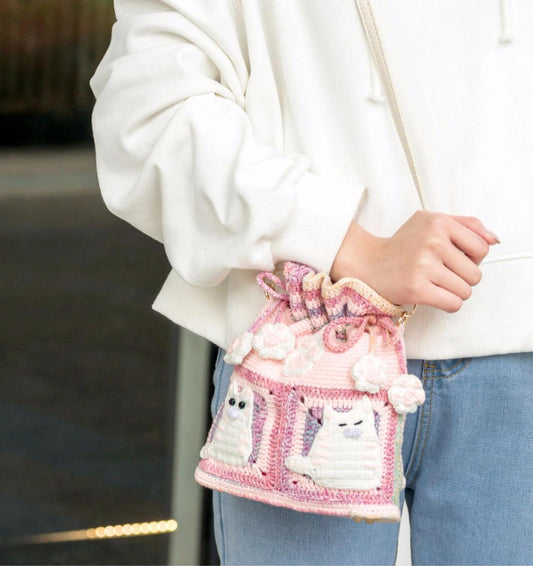 Kitty Drawstring Bag Crochet Kit