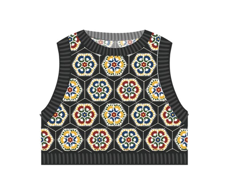 Kit de crochet pour gilet à motif porcelaine Lang | La famille de Susan