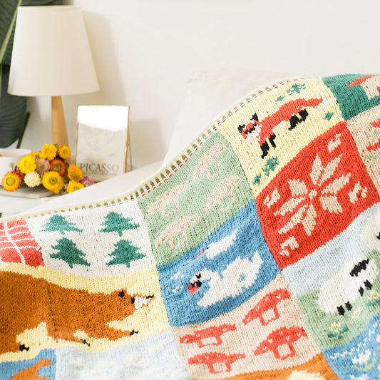 Season Forest Intarsia Blanket Knit Yarn Kit | Nordic Aesthetics Series | Susan's Family