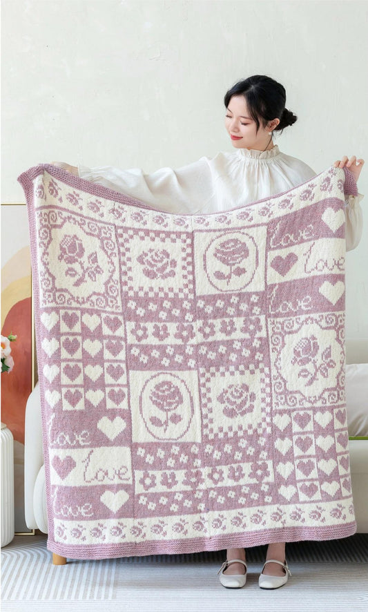 Modèle de tricot de couverture romantique en forme de rose