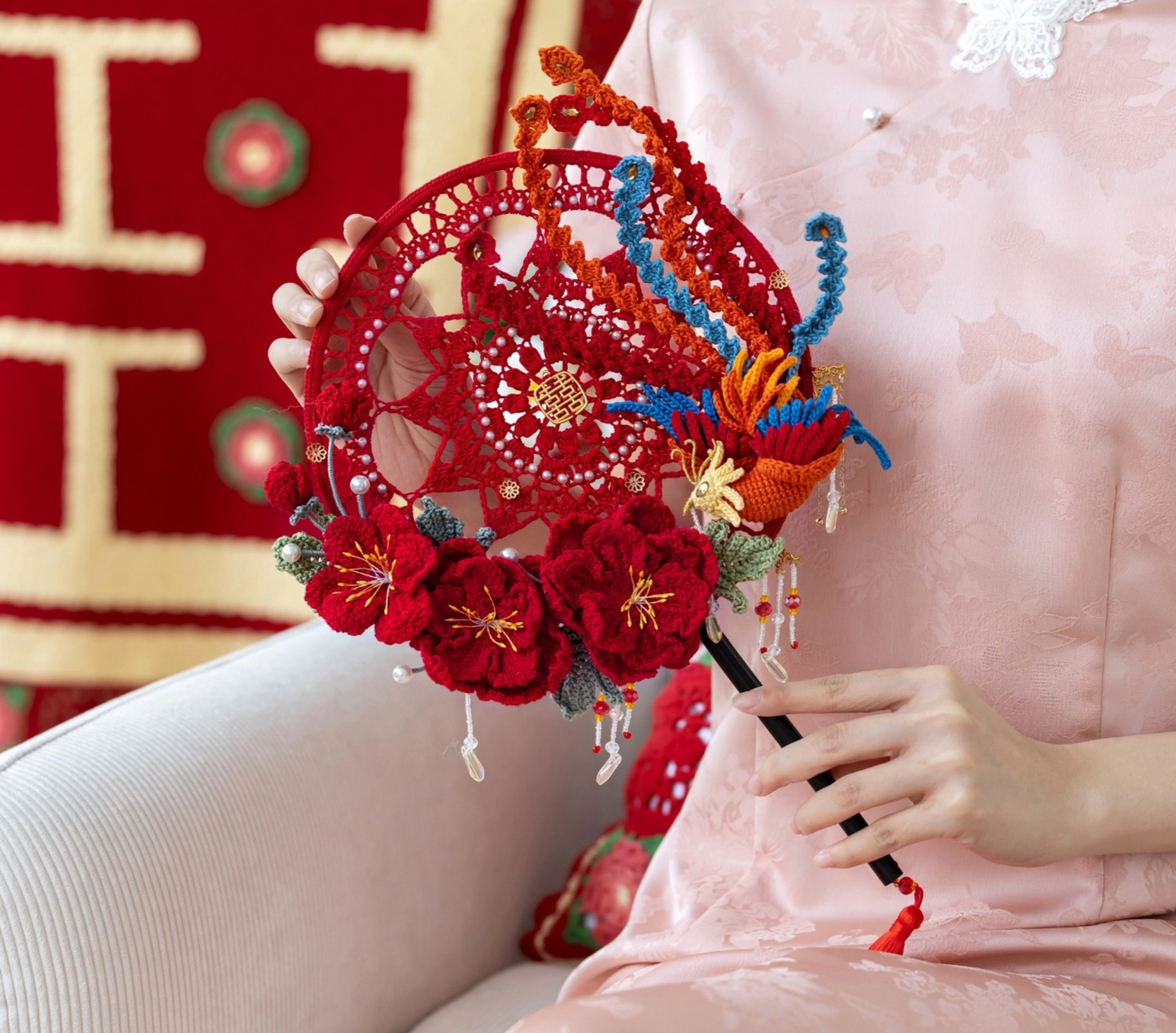 Phoenix and Peony Wedding Fan Crochet Pattern