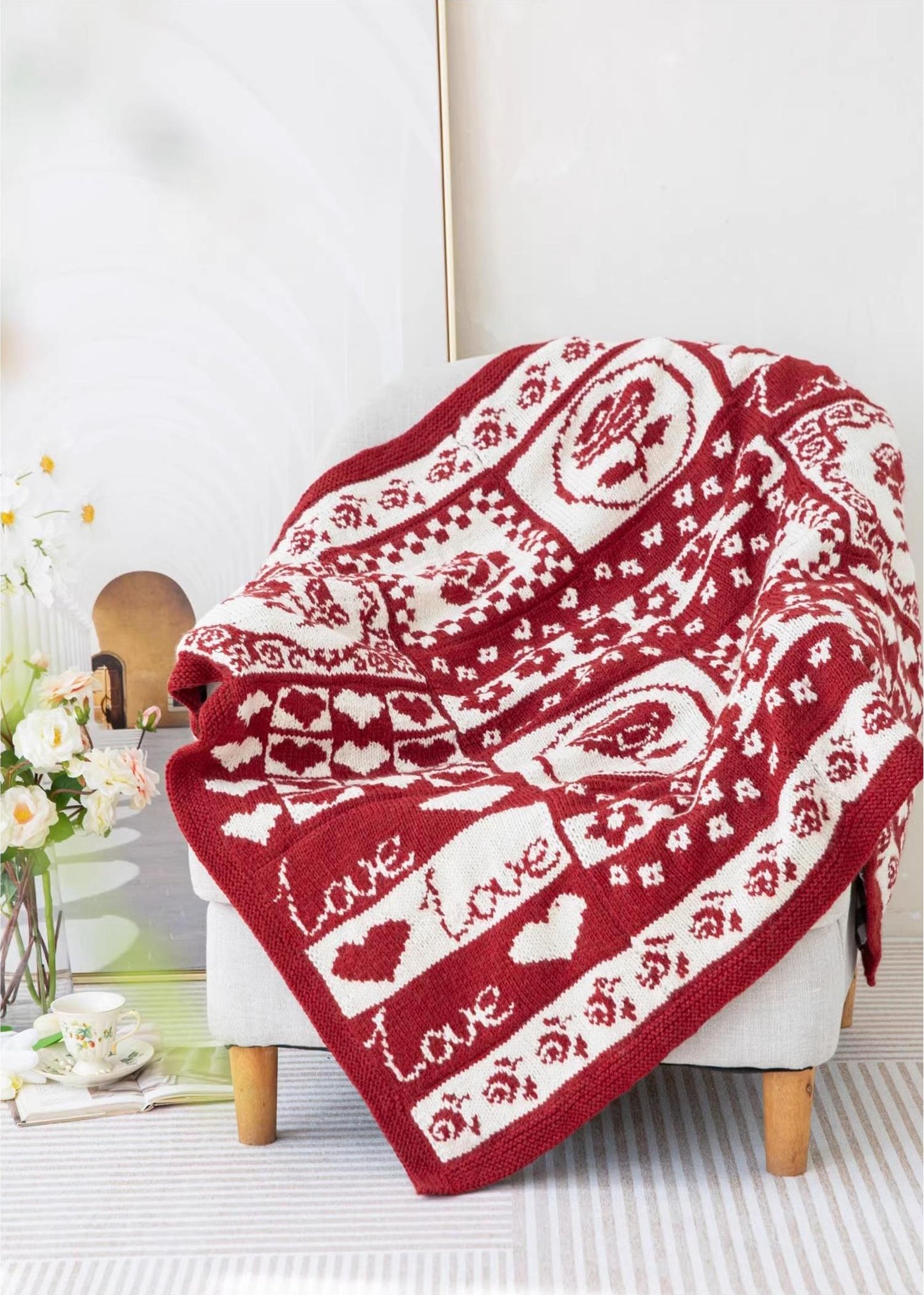 Romantic Rose Blanket Knit Pattern