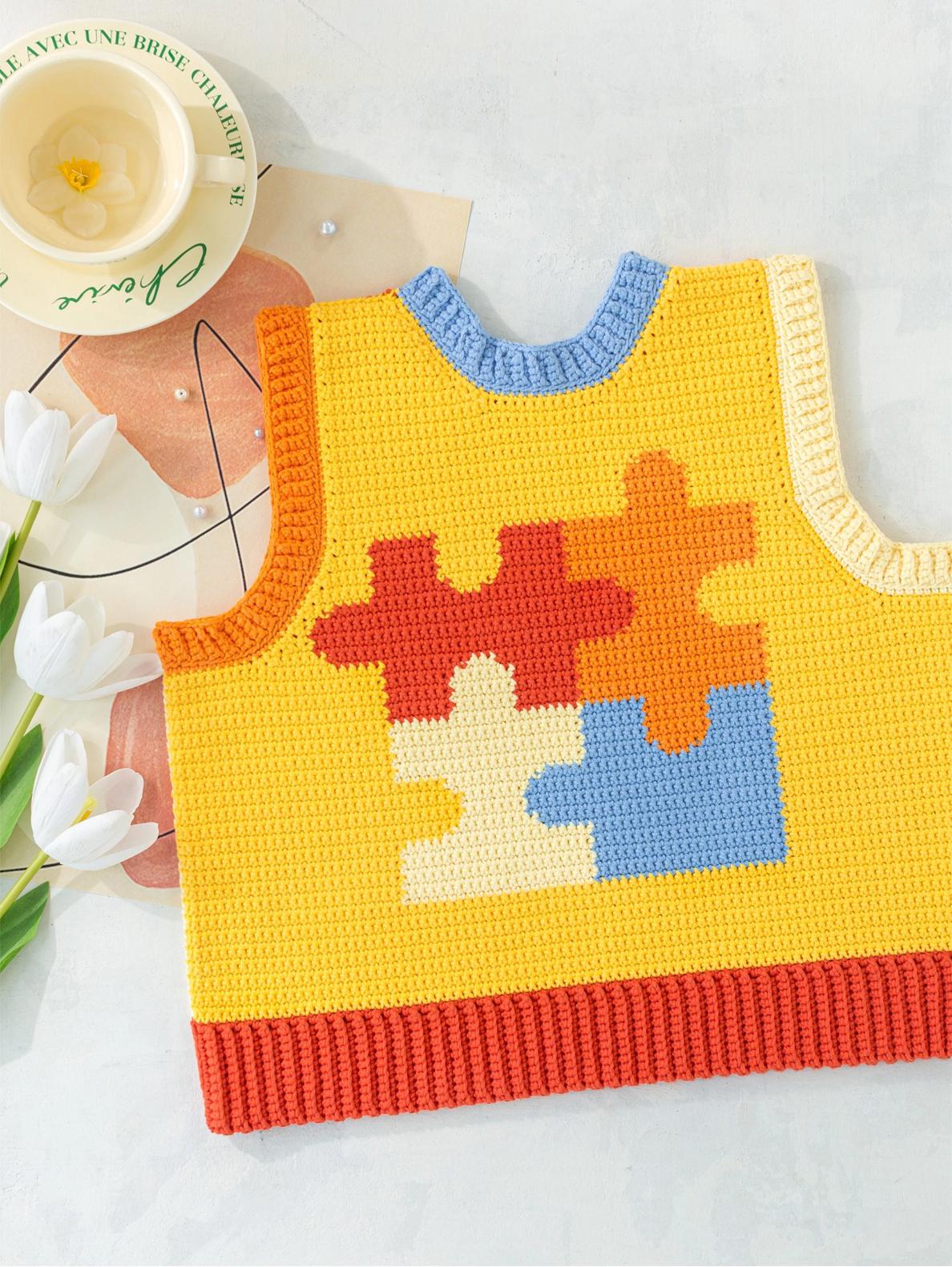 Puzzle Vest Crochet Yarn Kit