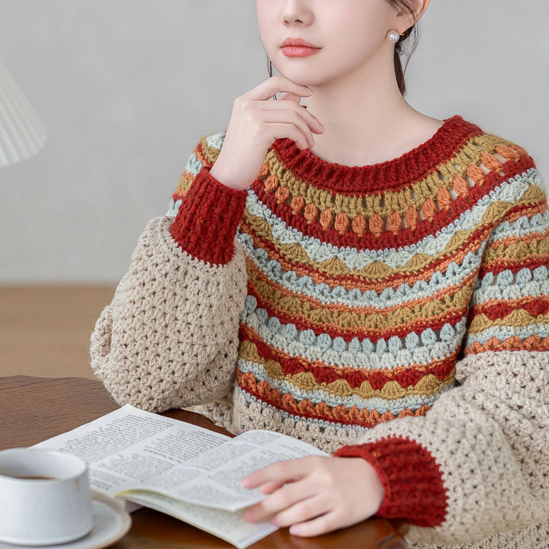 Glacier Yoke Sweater Crochet Yarn Kit | Nordic Aesthetics Series | Susan's Family