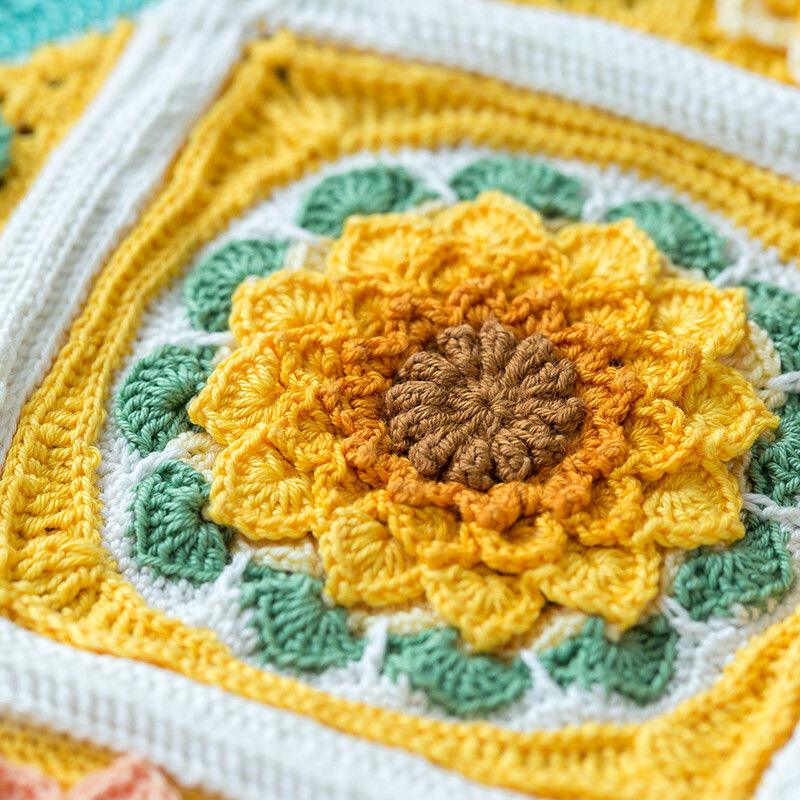 Sunflower Blanket Crochet Yarn Kit | Susan's Family Beginners Crochet Kit