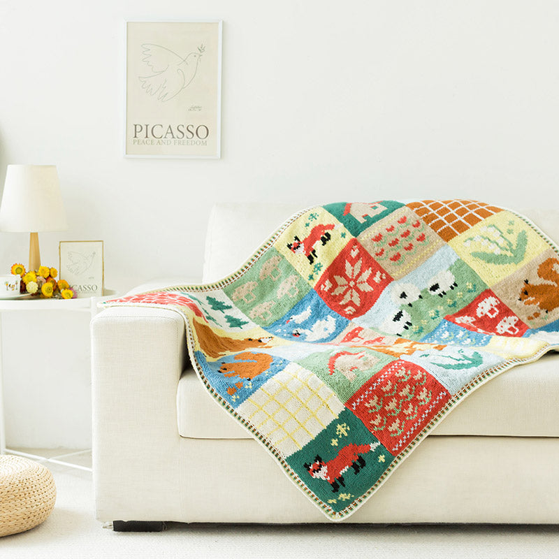Season Forest Intarsia Blanket Knit Yarn Kit | Nordic Aesthetics Series | Susan's Family