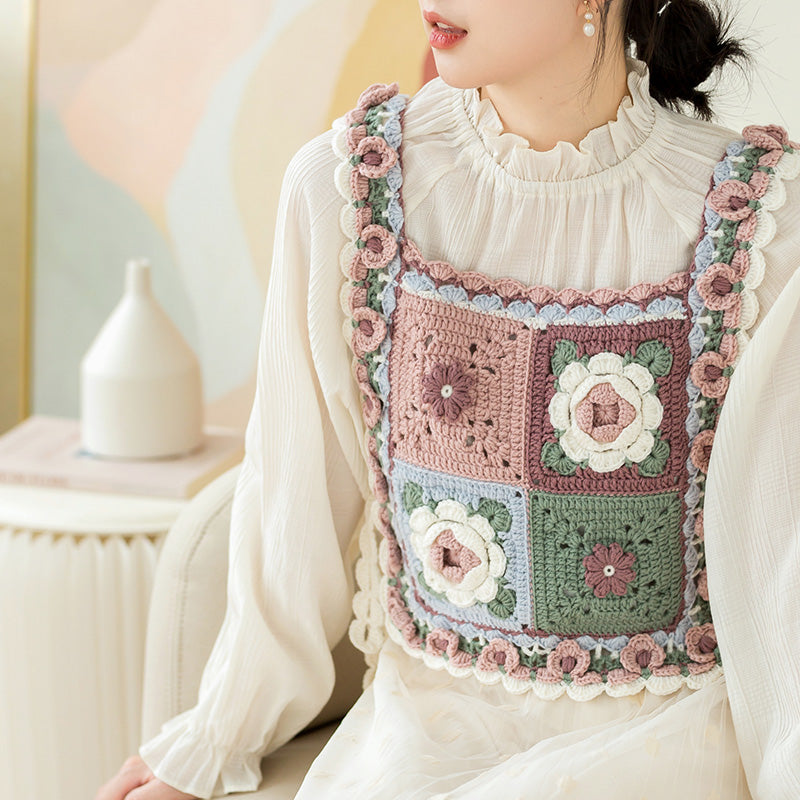 Evening Cloud Square-Collar Vest Crochet Pattern