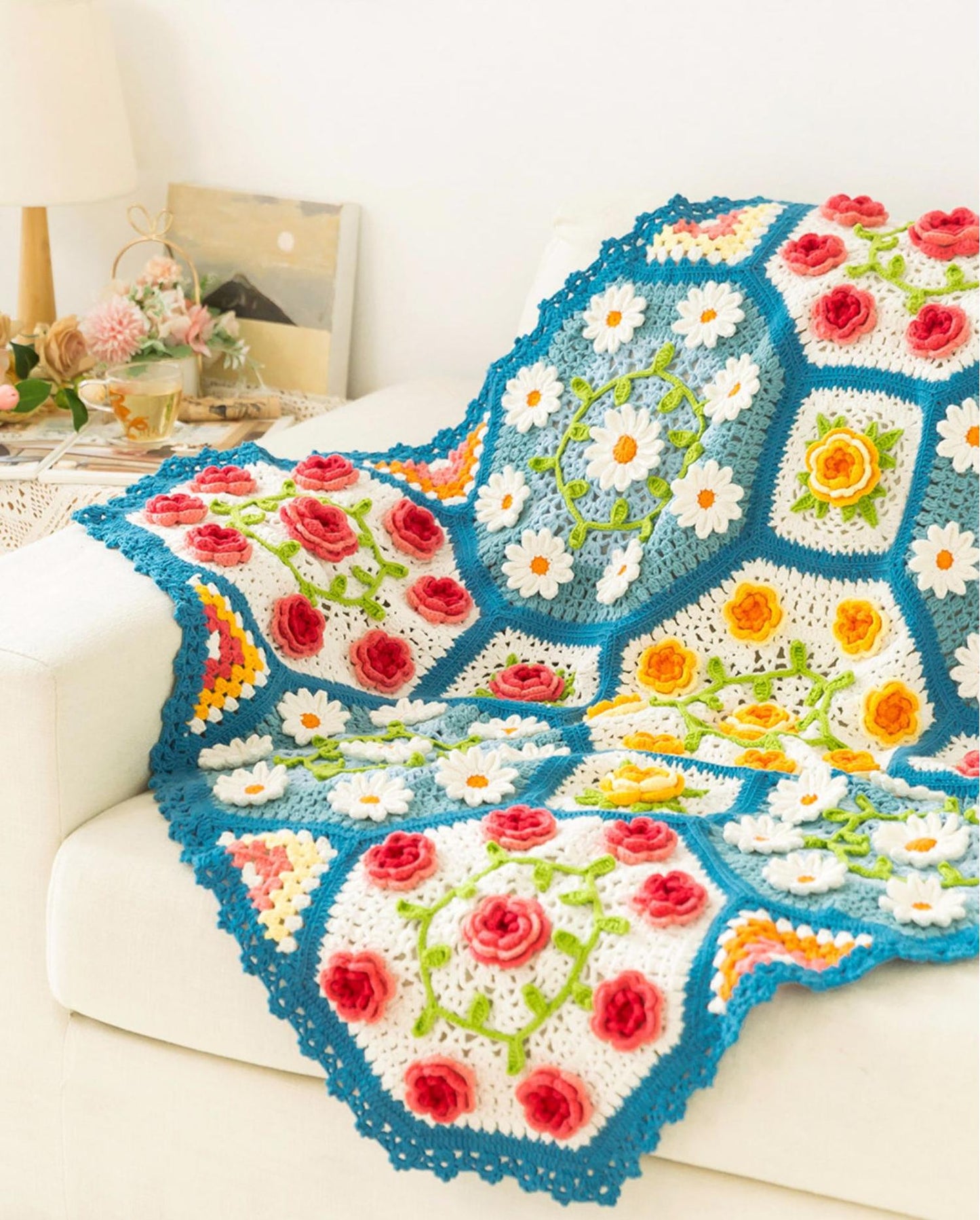 Flourishing Flowers Blanket Crochet Yarn Kit