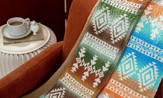 Kit de tricot pour écharpe Imprint | Série Rétro Nostalgie | La famille de Susan