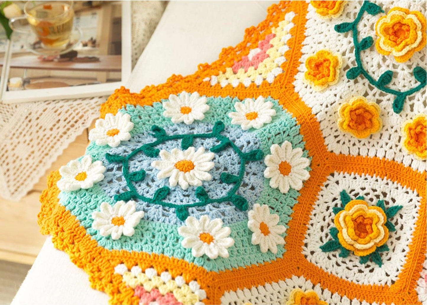 Flourishing Flowers Blanket Crochet Yarn Kit