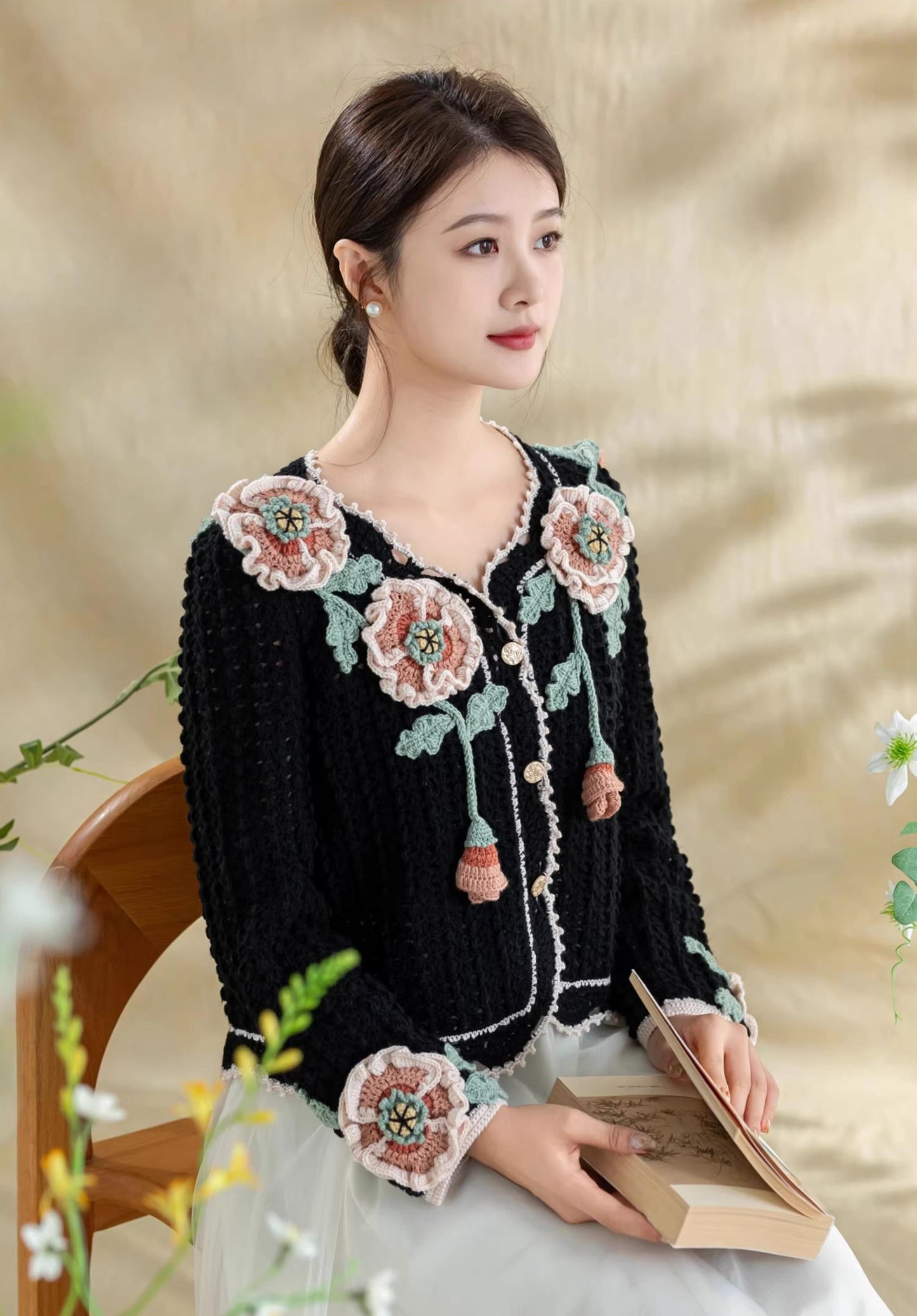 Corn Poppy Cardigan Crochet Yarn Kit | Animism Series | Susan's Family