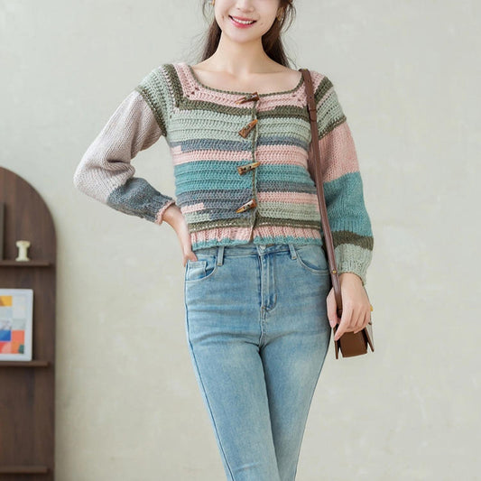 Fresh Jade Cardigan Crochet&Knit Yarn Kit