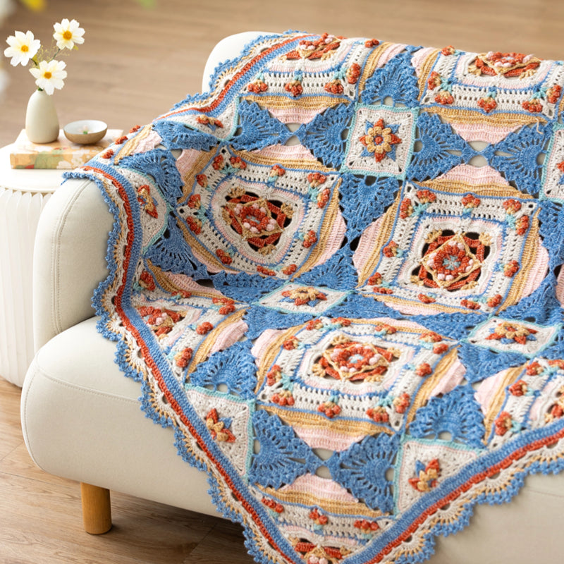 Serene Sandalwood Patchwork Blanket Crochet Yarn Kit
