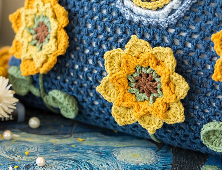 Sunflowers in Starry Night Cushion Case Crochet Digital Patten