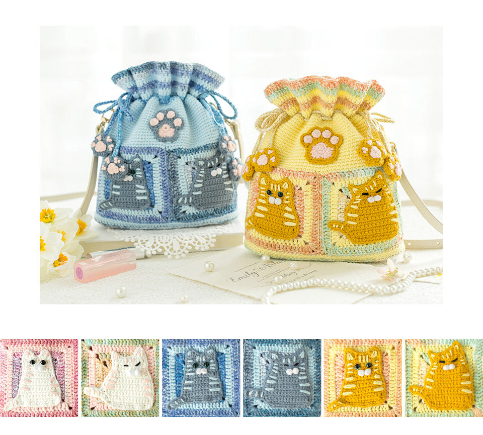 Kitty Drawstring Bag Crochet Kit