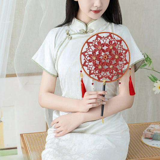 Kit de fil à crocheter « Éventail chinois porte-bonheur » | Série Esthétique chinoise | La famille de Susan