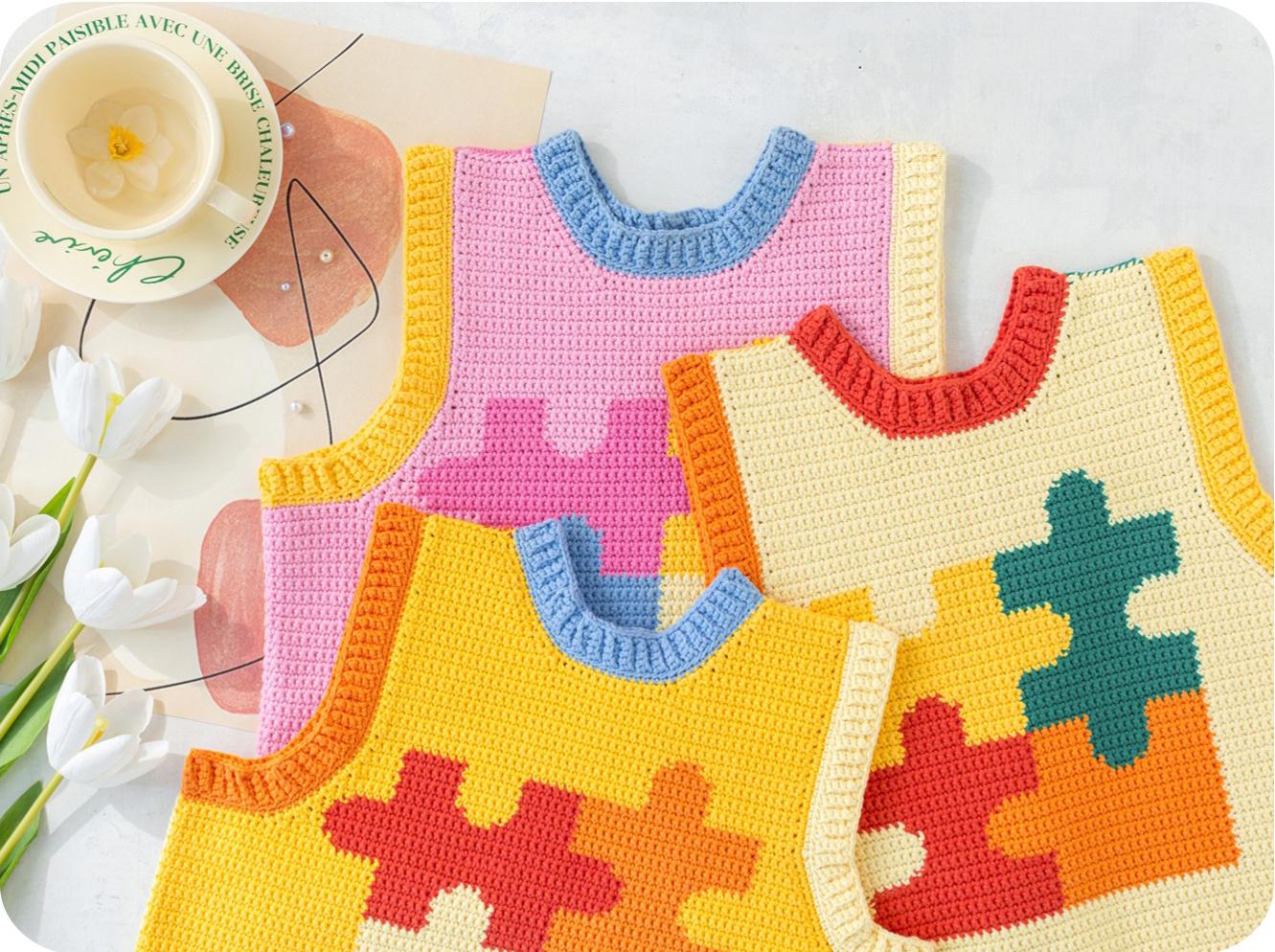 Puzzle Vest Crochet Yarn Kit