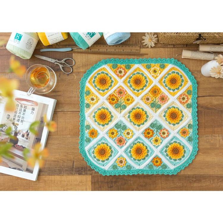 Sunflower Blanket Crochet Yarn Kit | Susan's Family Beginners Crochet Kit