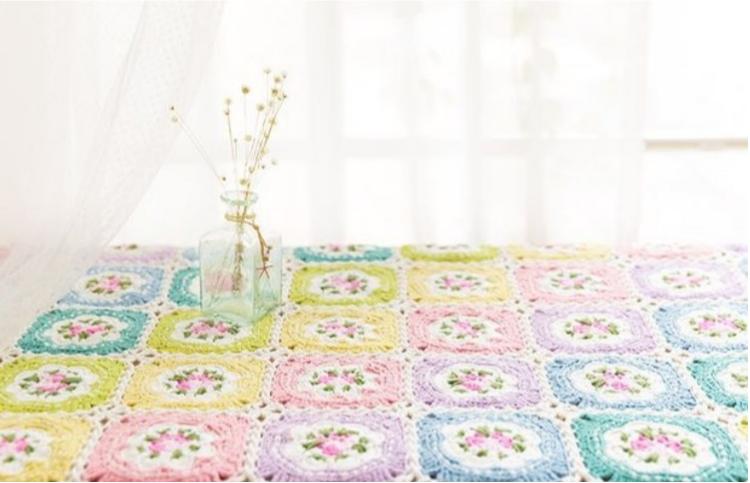 Retro Rose Print Crochet Kit