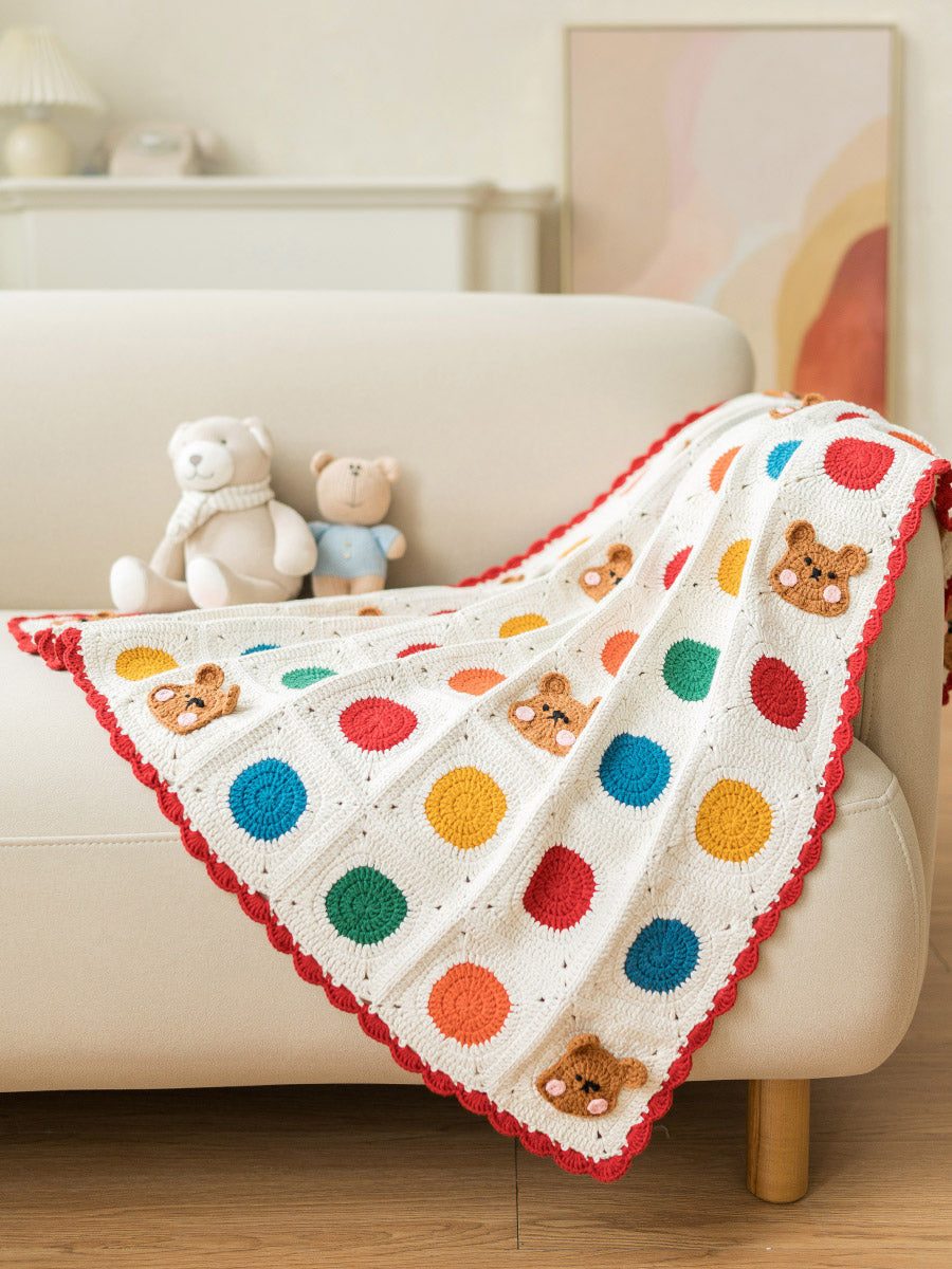 Polka Dot Bear Blanket Crochet Yarn Kit