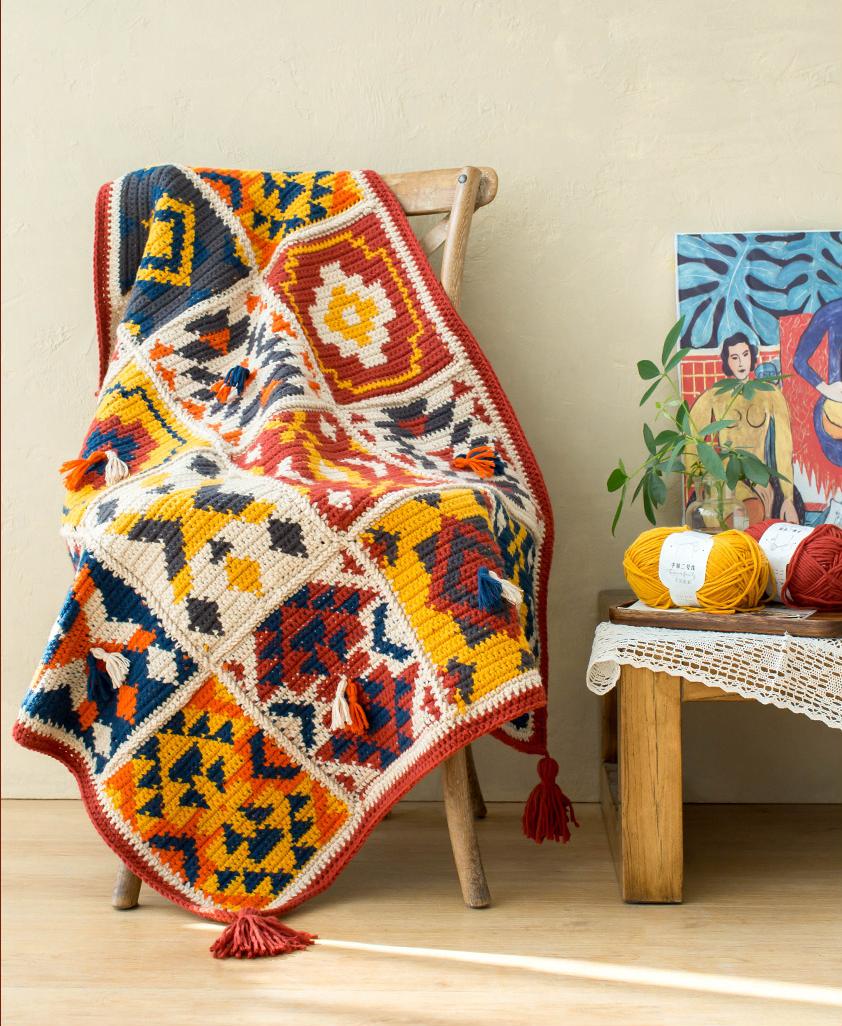 Indian Geometric Blanket Crochet Yarn Kit