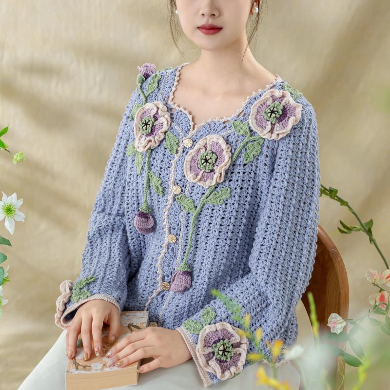 Corn Poppy Cardigan Crochet Yarn Kit | Animism Series | Susan's Family