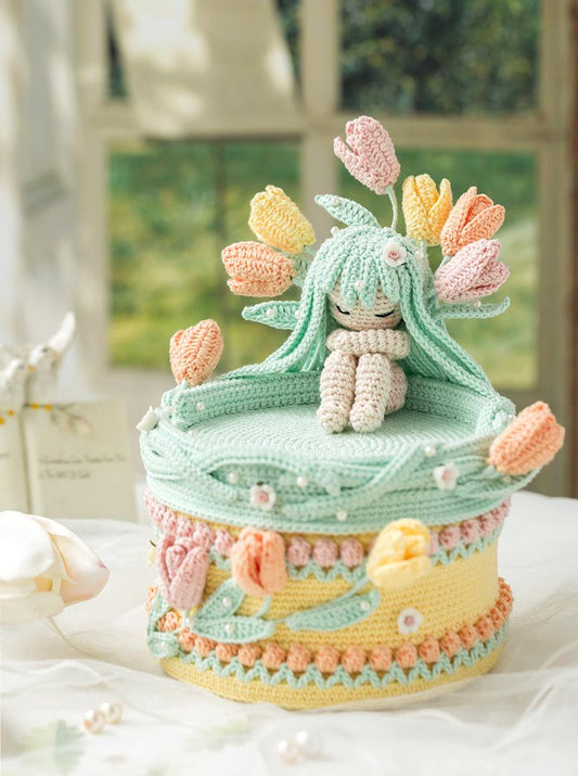 Tulip Girl Storage Box Crochet Yarn Kit | Botanical Sensations Series | Susan's Family