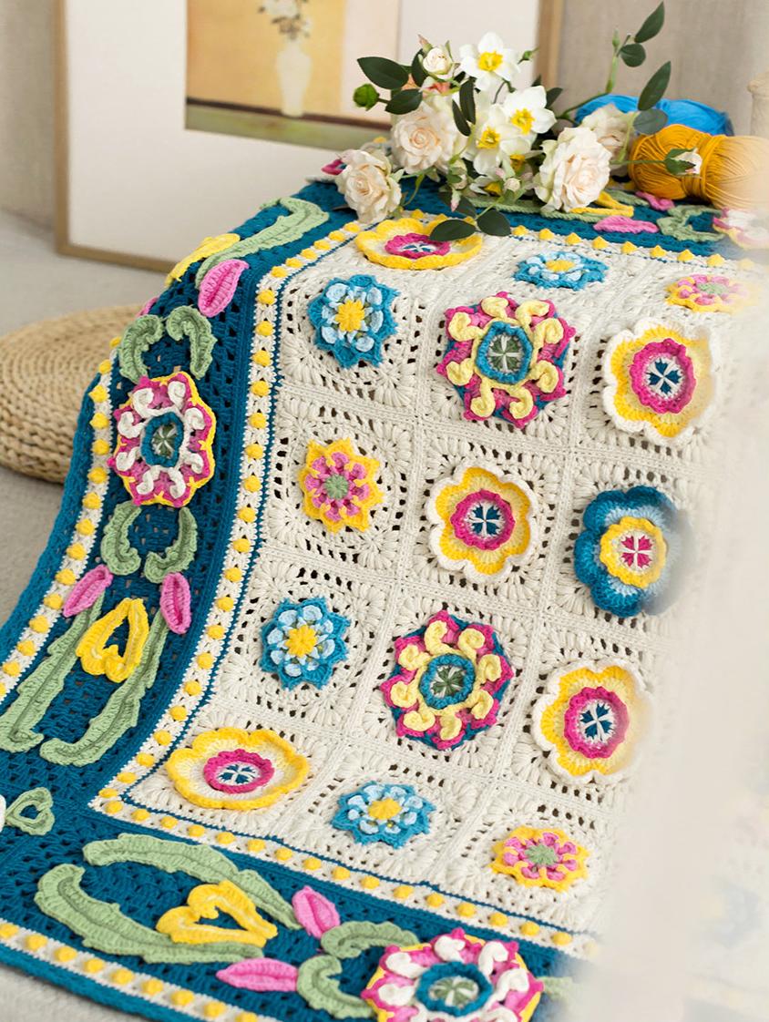 Floral Brocade Blanket Crochet Yarn Kit
