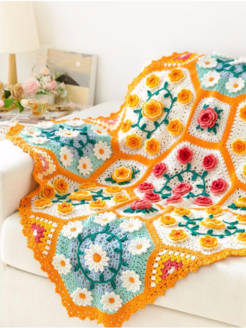 Flourishing Flowers Blanket Crochet Yarn Kit