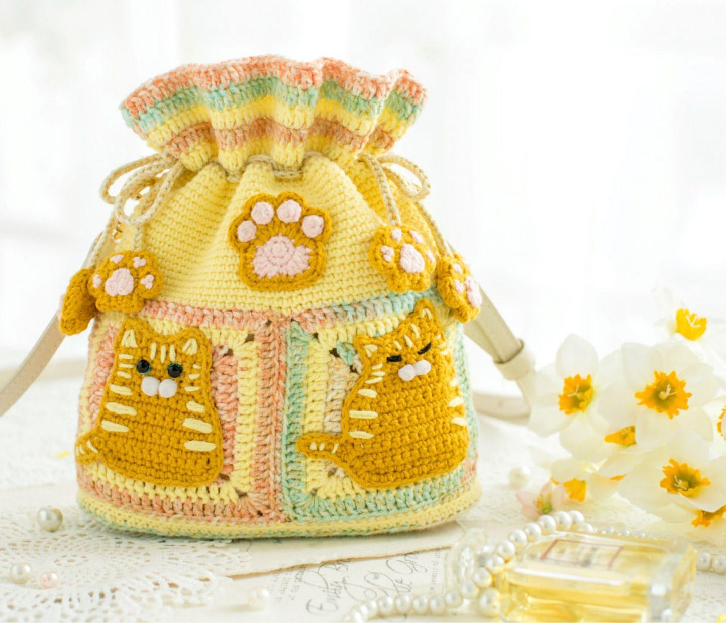 Kitty Drawstring Bag Crochet Kit