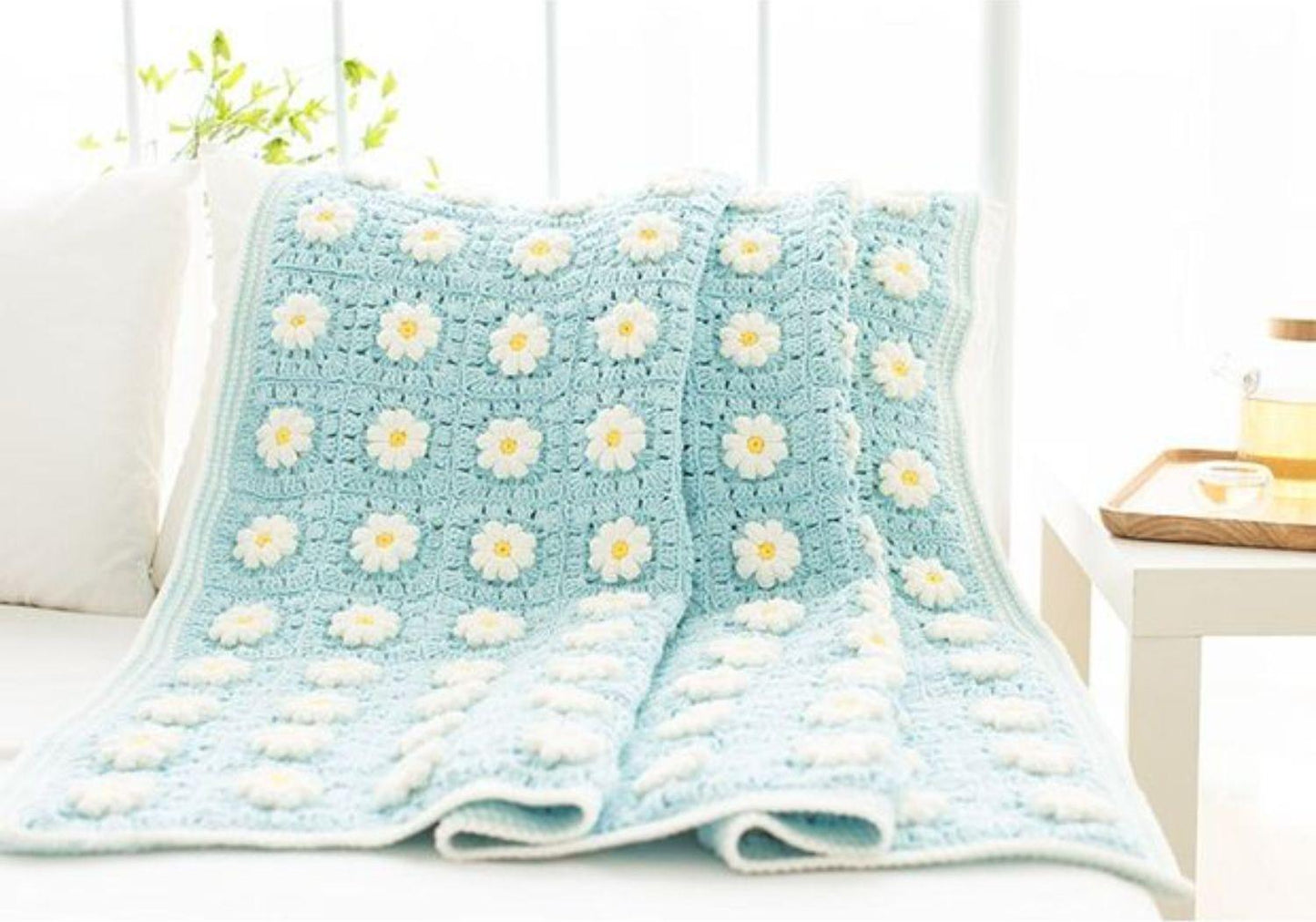 Oxeye Daisy Blanket Crochet Yarn Kit