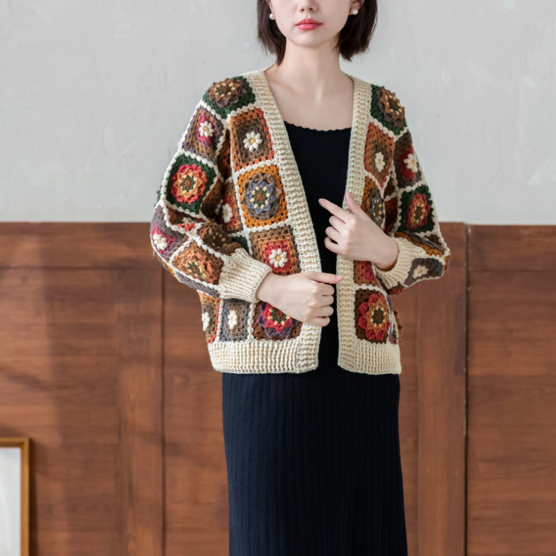 Sunflower Patchwork Cardigan Crochet Yarn Kit | Retro Nostalgia