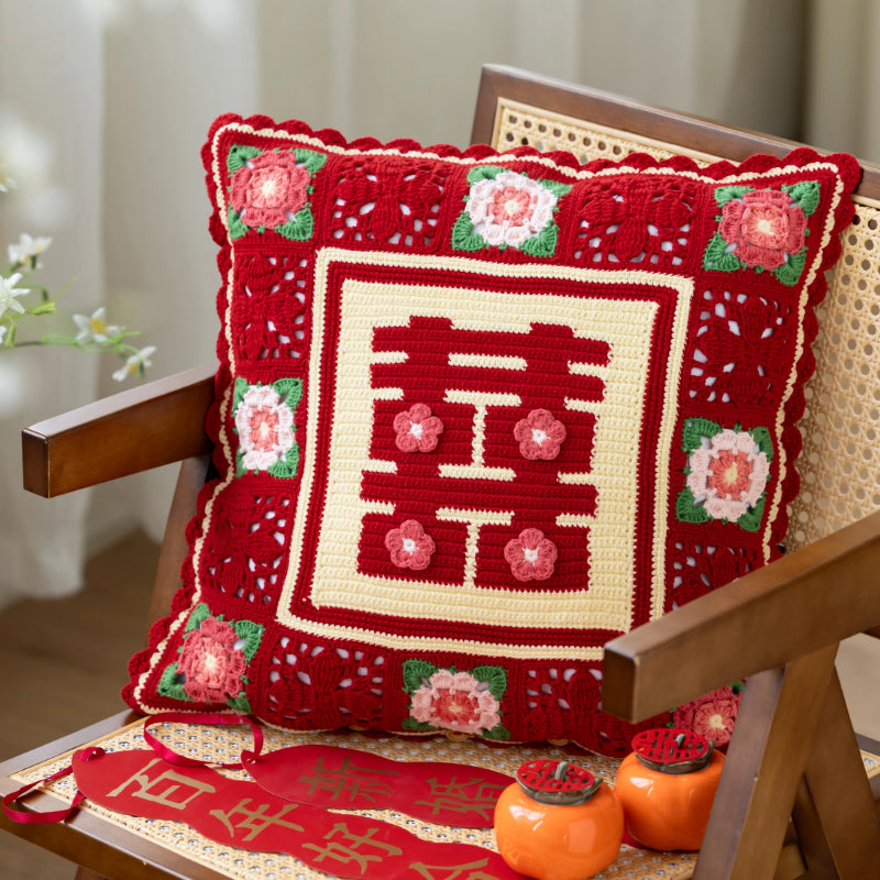 Xǐ Cushion Cover Crochet Yarn Kit | Chinese Aesthetics Series | Susan's Family