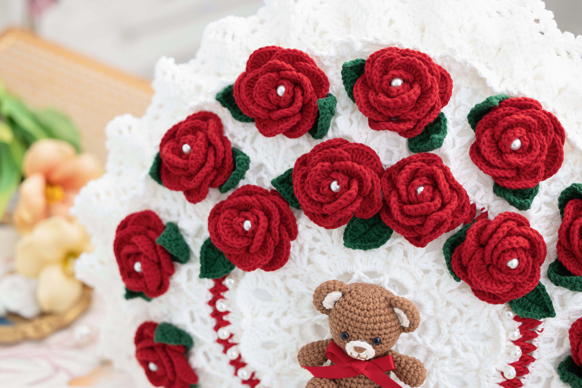 Rose Bear Hug Pillow Crochet Pattern