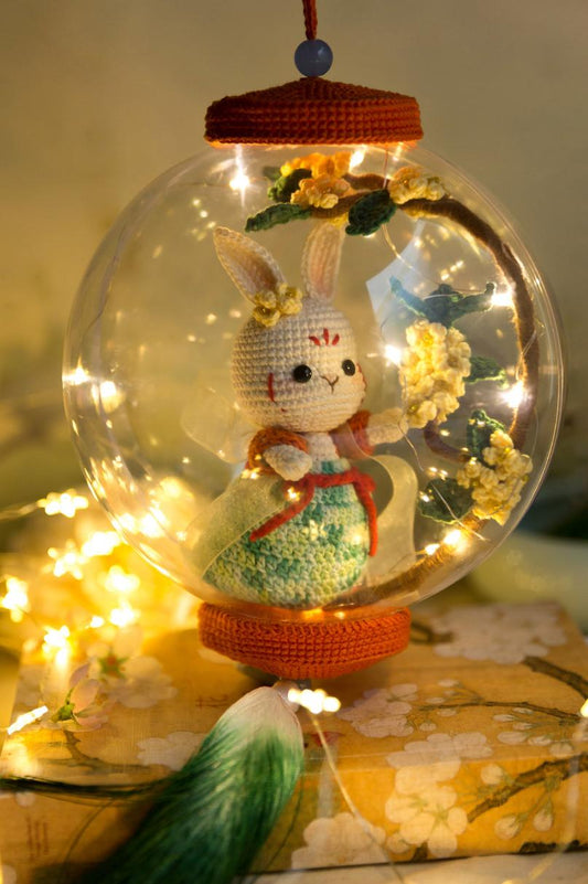 Modèle de crochet pour lanterne en forme de lapin de jade