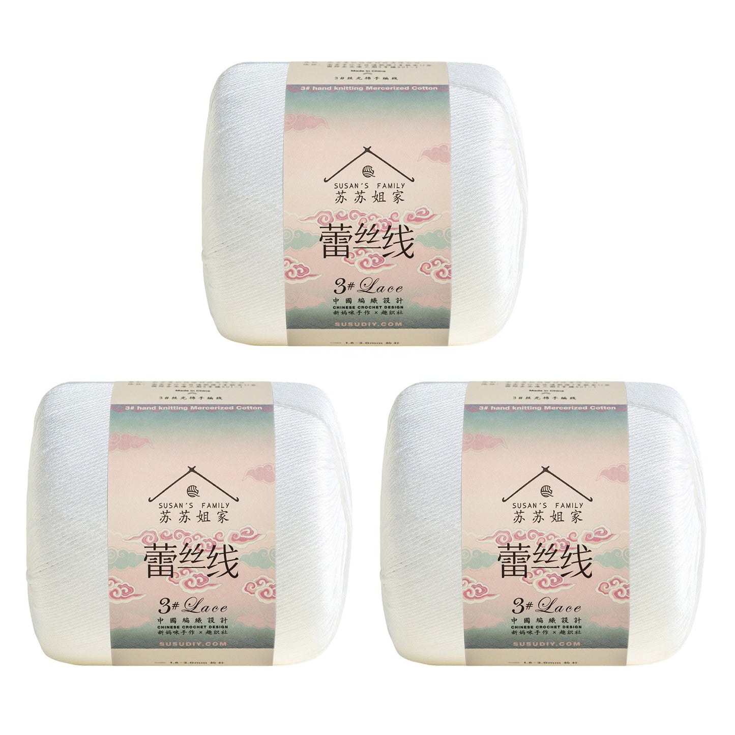 Susan's Family 3# Lace Yarn 3 Packs 【US Warehouse】