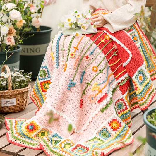 Flower Shadow Pillow Case-Blanket Crochet Yarn Kit | Susan's Family