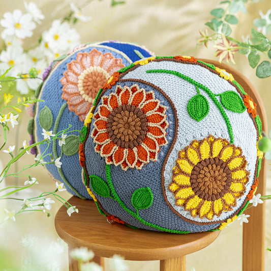 Sunflower Pillow Cover Crochet Yarn Kit | Susan's Family Crochet Kit for Beginners, Starter Easy Learn w Pattern & Video Tutorials