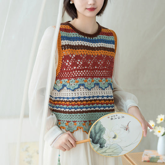 Lotus Brocade Vest Cochet Yarn Kit | Dunhuang Series | Susan's Family