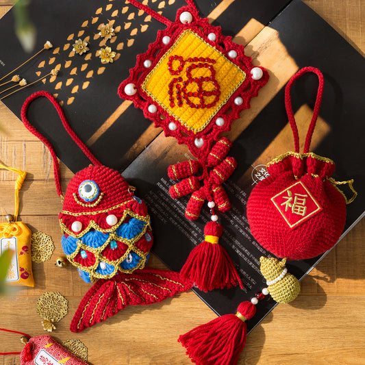 Fortune Earphone Pouch Crochet Yarn Kit | Chinese Aesthetics Series | Susan's Family