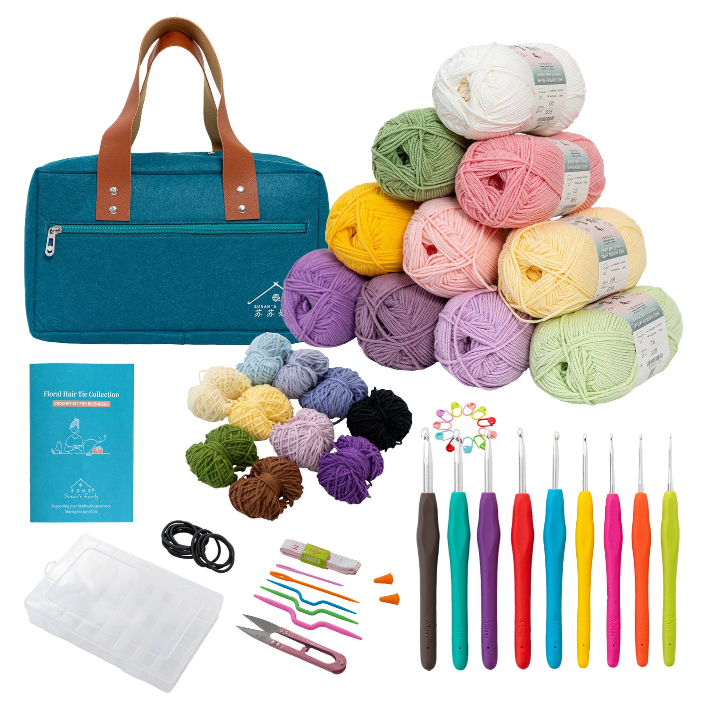 Floral Hair Tie Kit for Beginners - Crochet Hairtie Collection