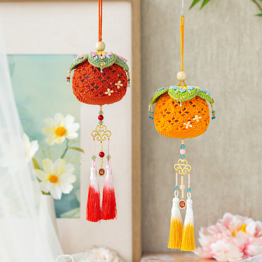 Lucky Persimmon Pouch Crochet Yarn Kit | Chinese Aesthetics Series | Susan's Family