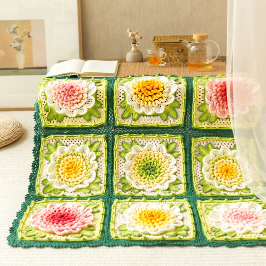 Blossoming Prosperity Peony Blanket Crochet Yarn Kit | Susan's Family Chinese Aesthetics Blanket