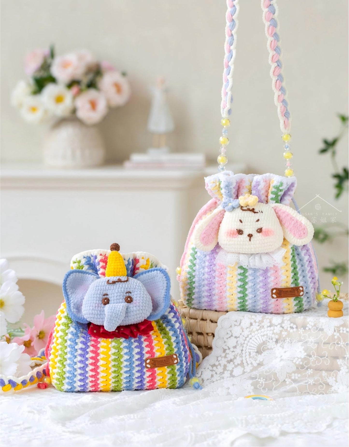 Rainbow Drawstring Bag Crochet Kit