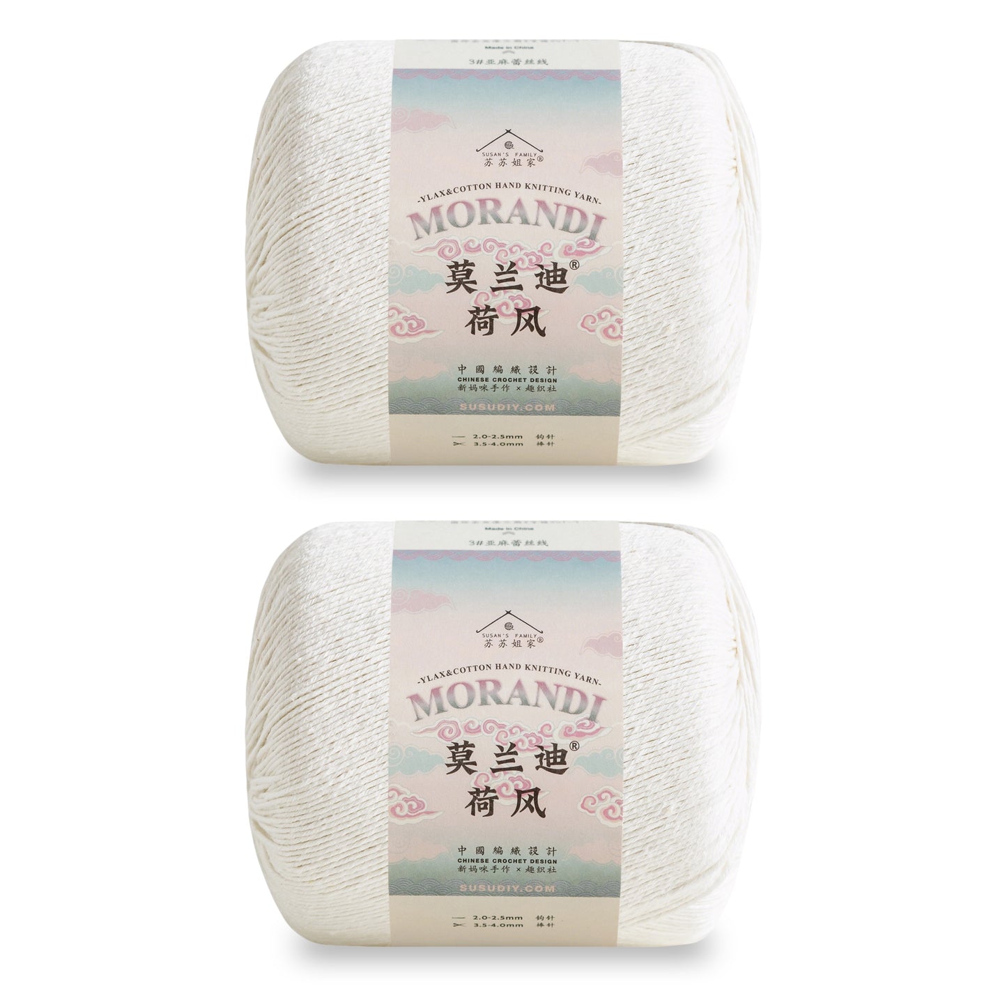 Susan's Family Molandi Flax Lace Yarn 2 Packs 【US Warehouse】