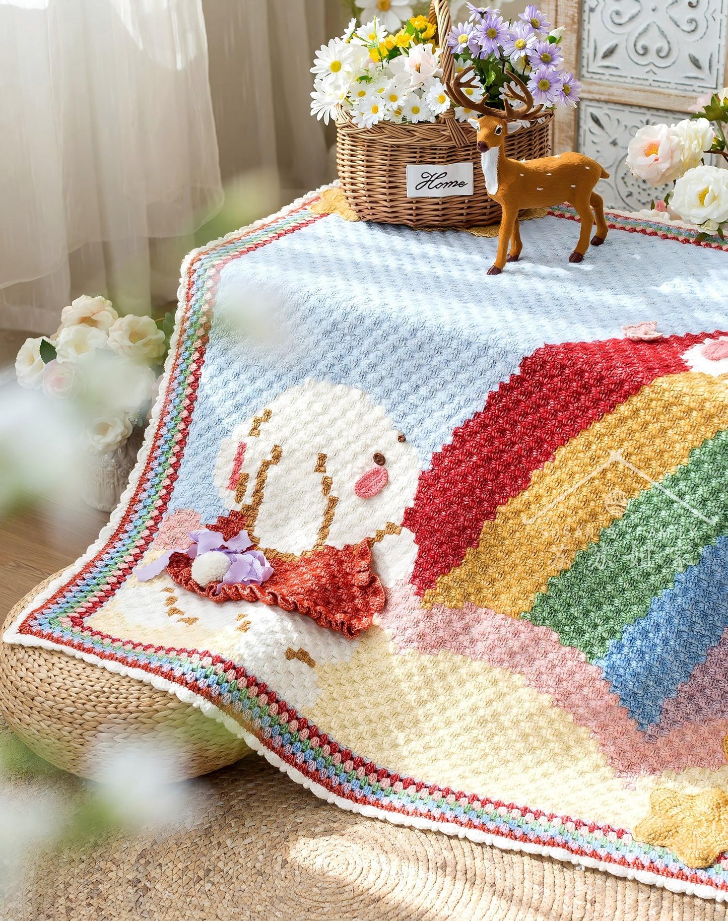 Rainbow Bunny Blanket Crochet Pattern