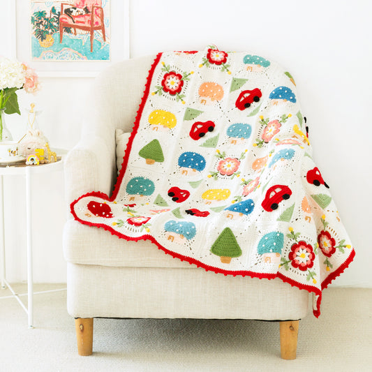 Cabin and Car Patchwork Blanket Crochet Yarn Kit | Susan's Family