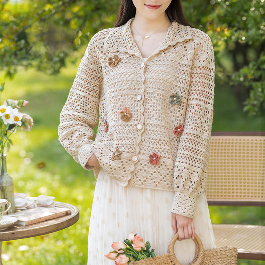 Falling Flowers Lace Cardigan Crochet Yarn Kit | Susan's Family