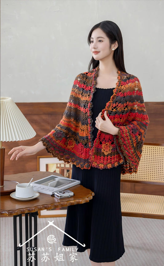 Floral Leaf Shawl Crochet Pattern